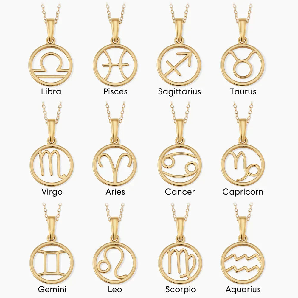 Zodiac sign necklace | Gold