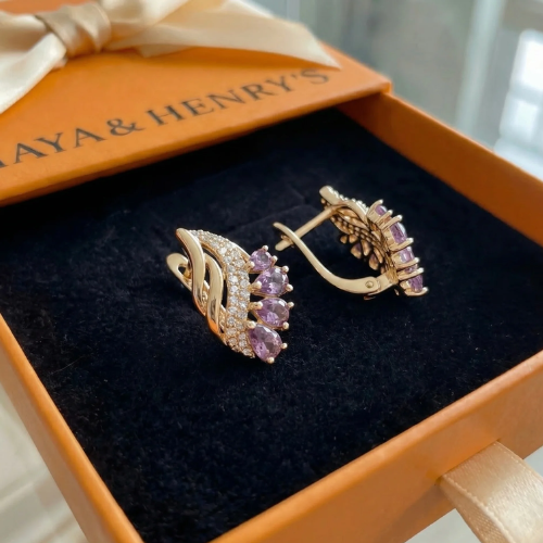 Aretes de plumas Nyvella Violet | Oro rosa