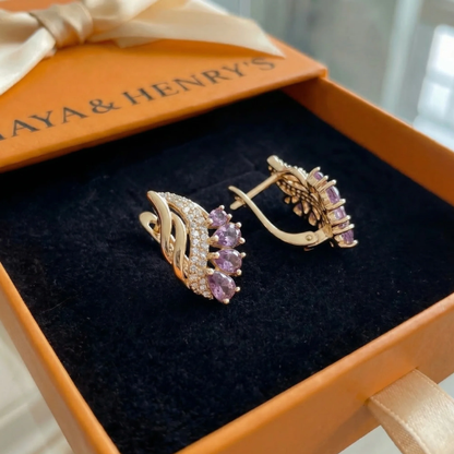 Aretes de plumas Nyvella Violet | Oro rosa