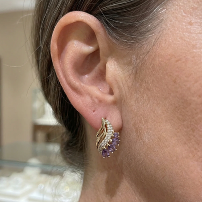 Aretes de plumas Nyvella Violet | Oro rosa