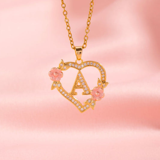 Collar con inicial y dije floral | Oro
