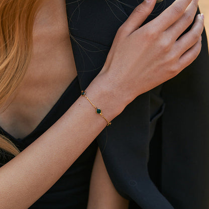 Pulsera de cadena de eslabones esmeralda | Oro