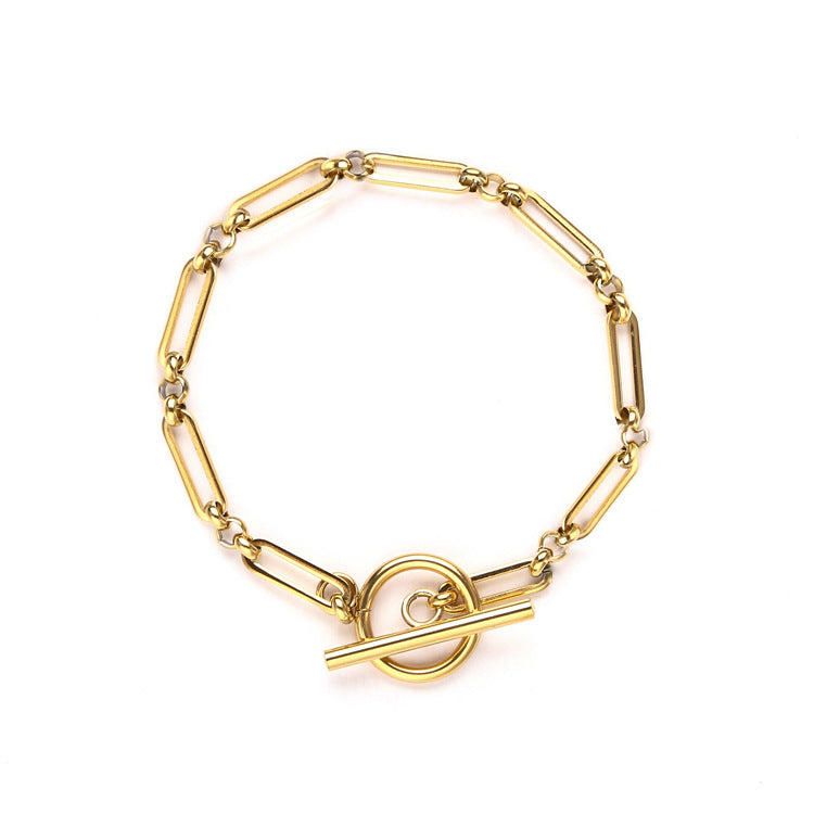 Pulsera T-Bar con eslabones | Oro