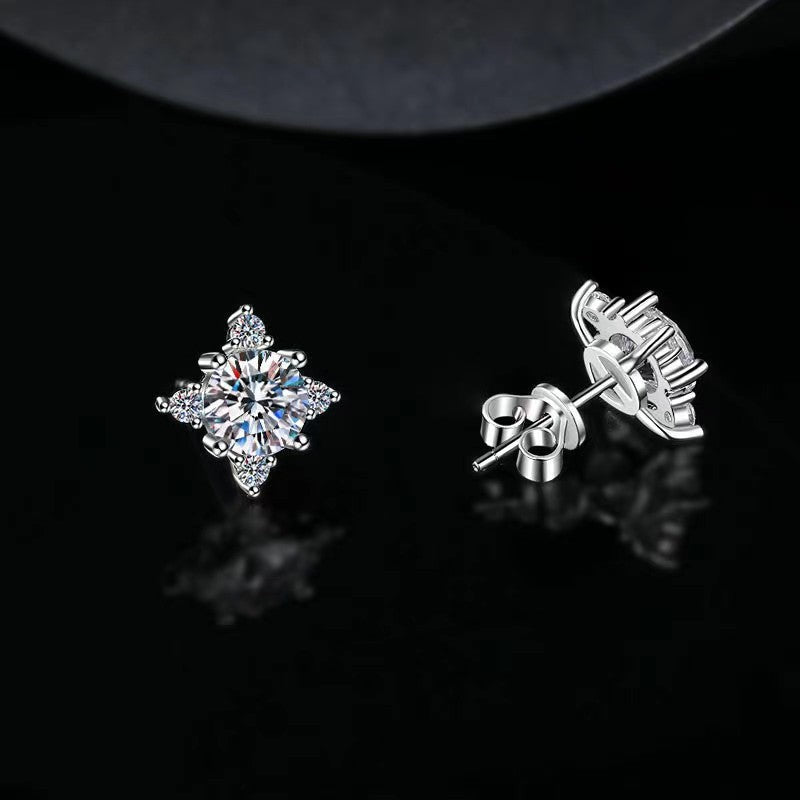 Aretes de flores Aurelie | Oro blanco