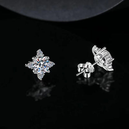 Aretes de flores Aurelie | Oro blanco
