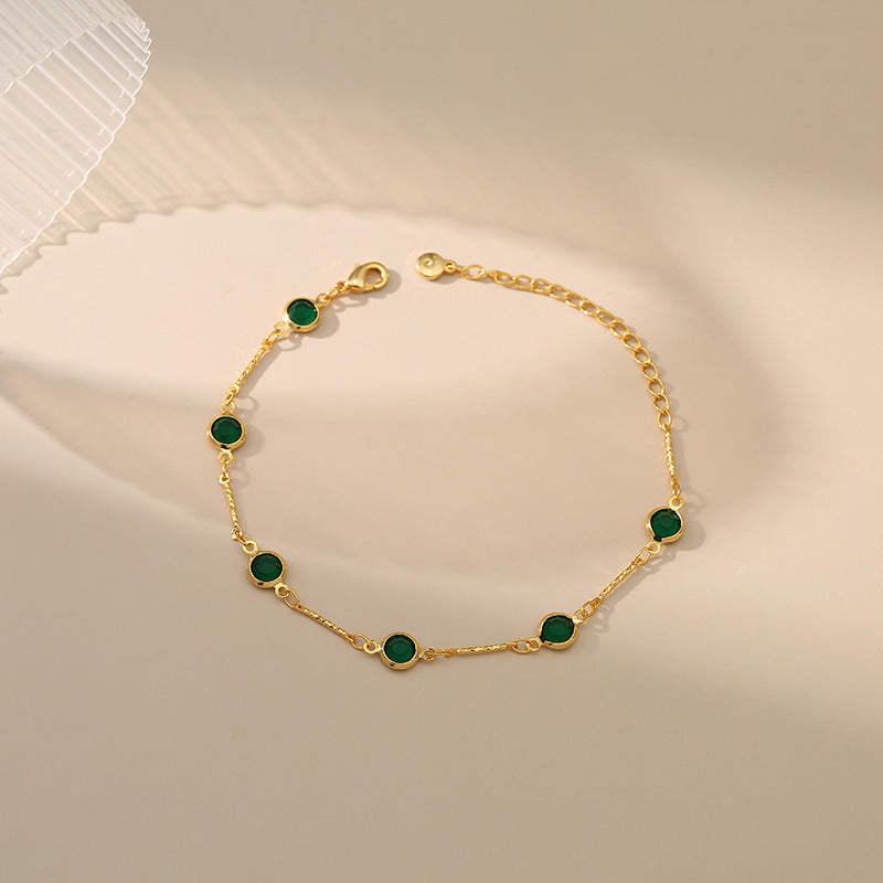 Pulsera de cadena de eslabones esmeralda | Oro