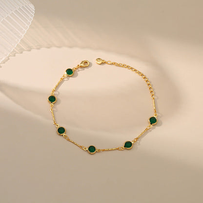Pulsera de cadena de eslabones esmeralda | Oro