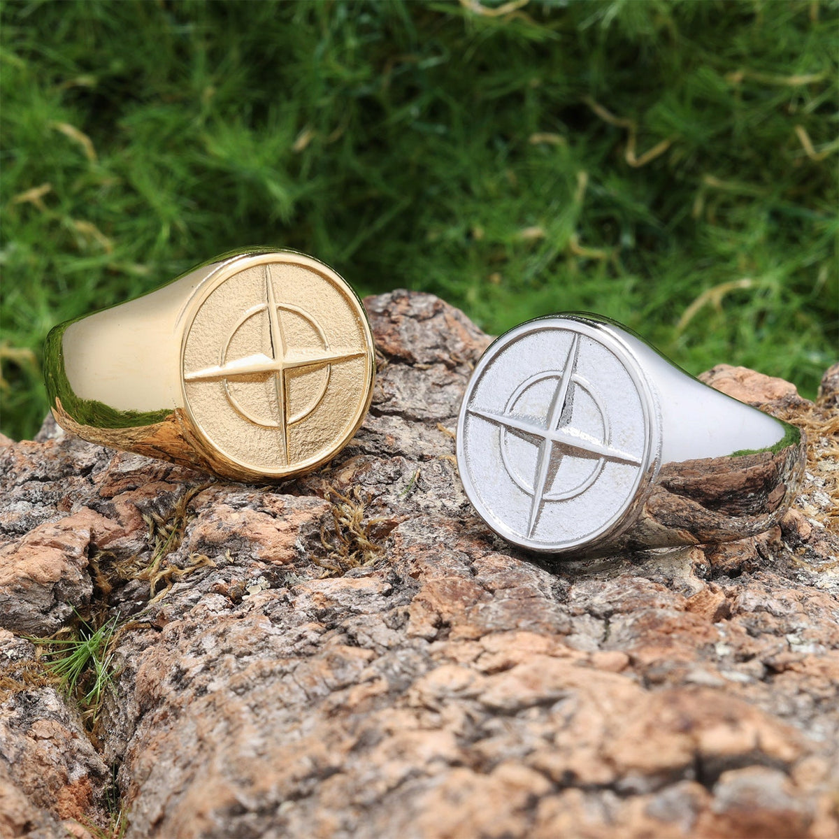 Anillo sello brújula clásico | Oro