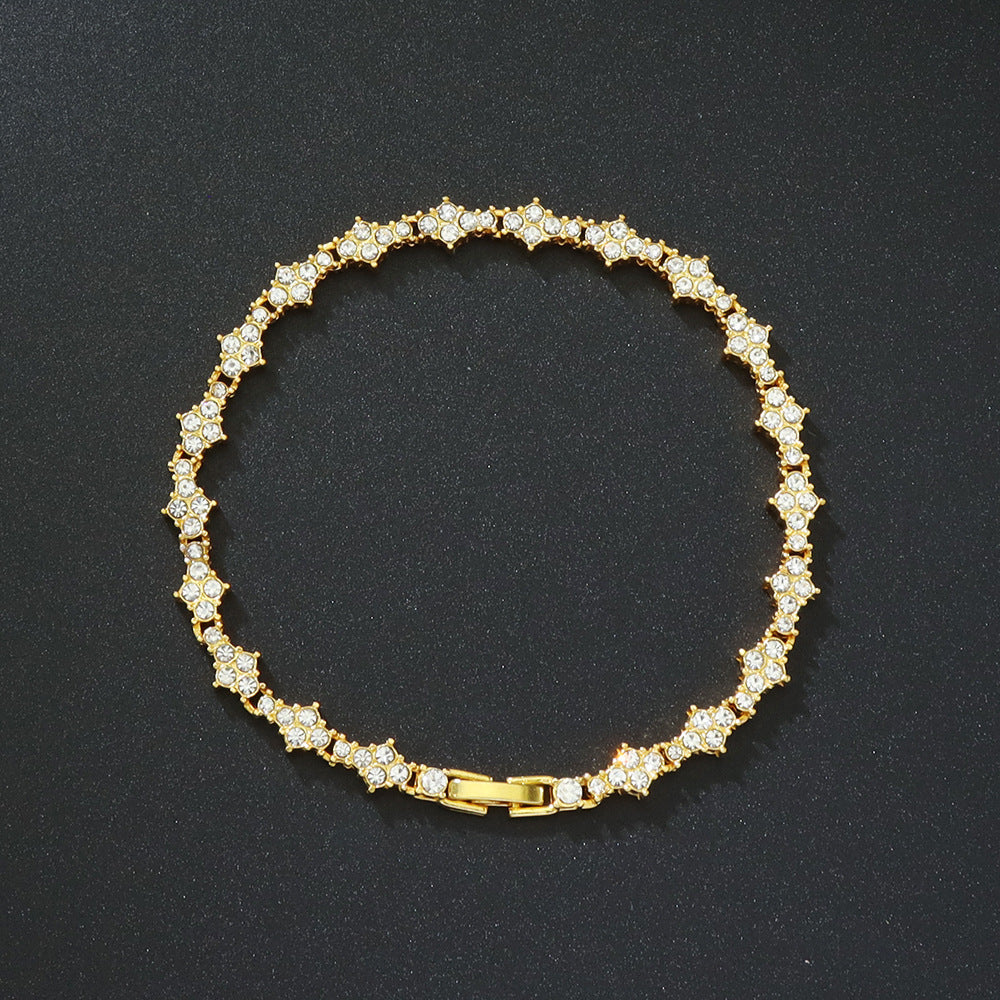 Pulsera de tenis clásica con racimos | Oro blanco