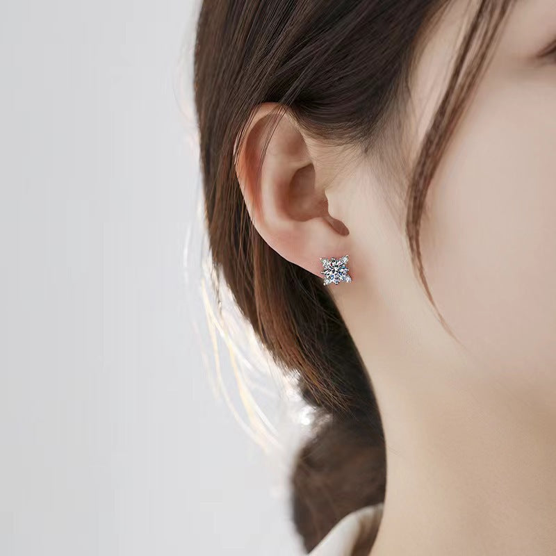 Aretes de flores Aurelie | Oro blanco
