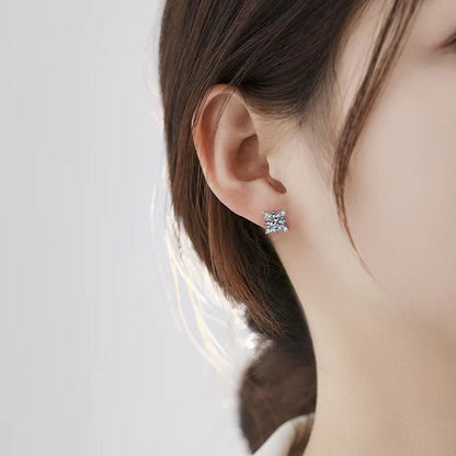 Aretes de flores Aurelie | Oro blanco