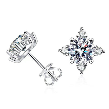 Aretes de flores Aurelie | Oro blanco
