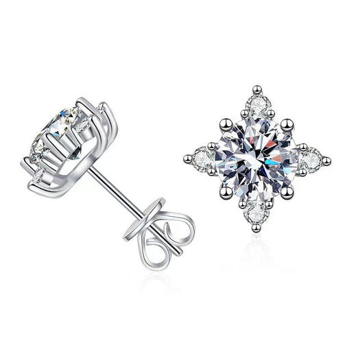 Aretes de flores Aurelie | Oro blanco