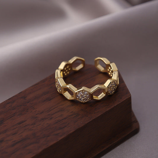 Anillo de panal de cristal | Oro