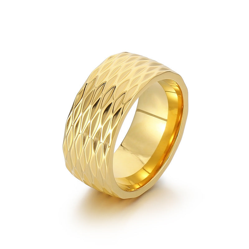 Anillo de banda Kaelis Grid | Oro blanco
