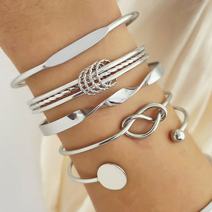 Juego de pulseras Elegancia Anudada | Oro blanco