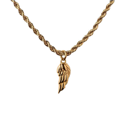 Collar con dije de ala Elio | Oro blanco