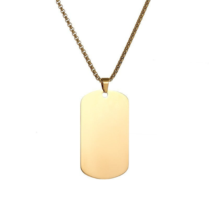 Collar con placa Essential | Oro blanco