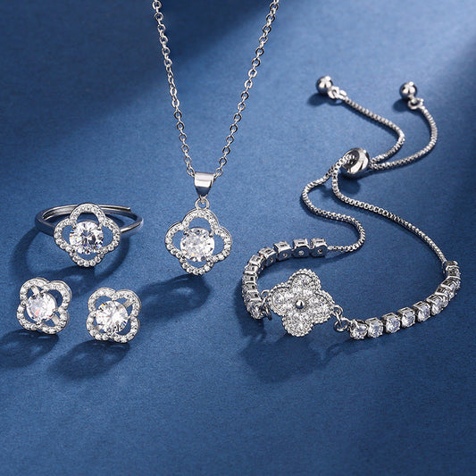 Set Aria Clover Charm | Oro blanco