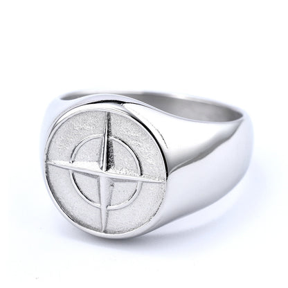 Anillo sello Classic Compass | Oro blanco