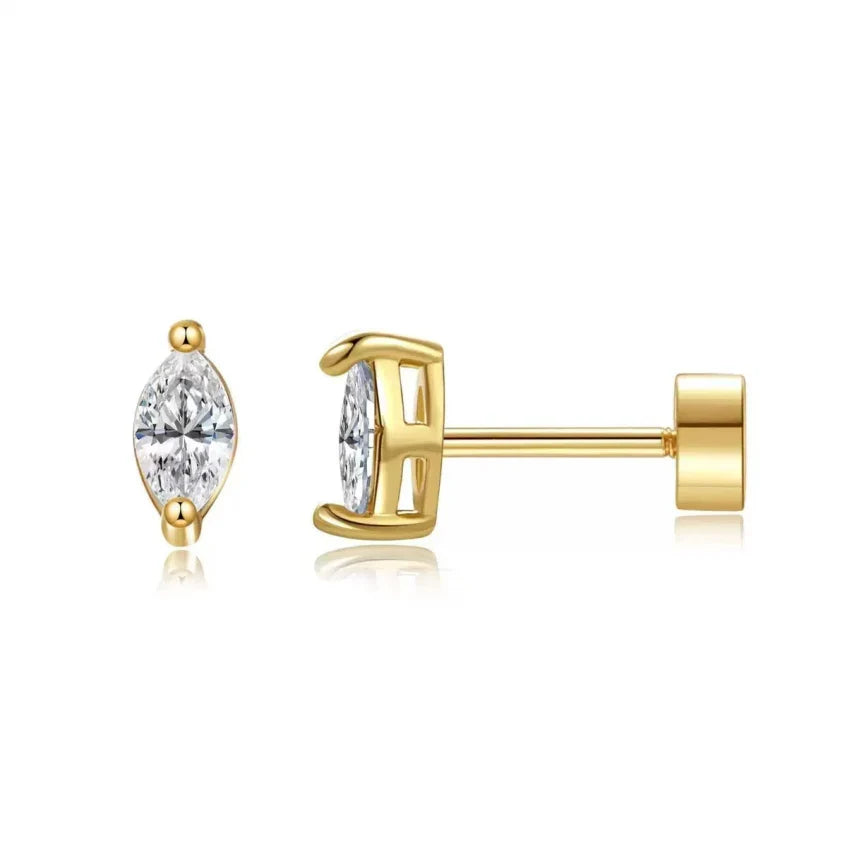 Aretes de botón corte pera | Oro