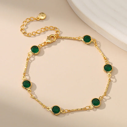Pulsera de cadena de eslabones esmeralda | Oro