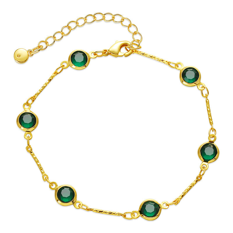 Pulsera de cadena de eslabones esmeralda | Oro