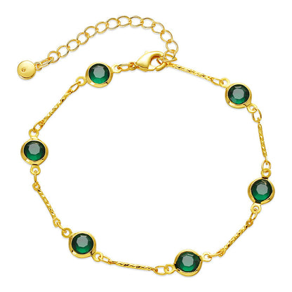 Pulsera de cadena de eslabones esmeralda | Oro
