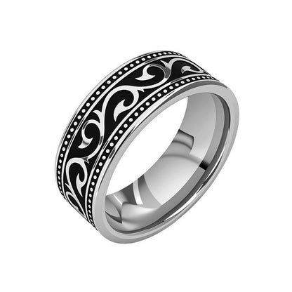 Anillo de banda con patrón Noir | Oro blanco