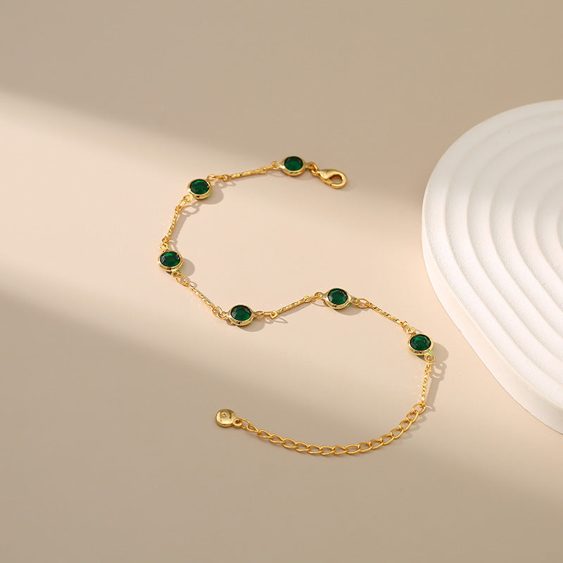 Pulsera de cadena de eslabones esmeralda | Oro
