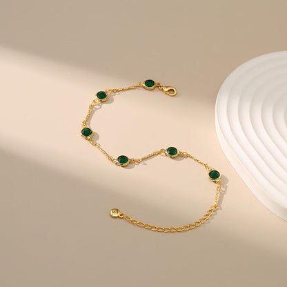 Pulsera de cadena de eslabones esmeralda | Oro