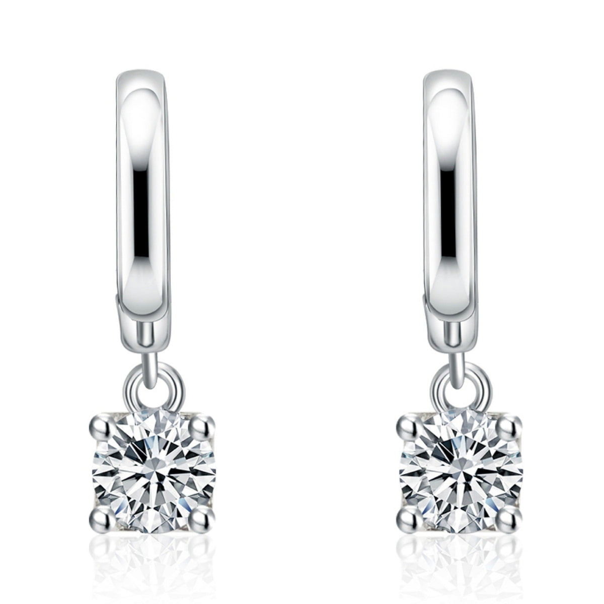 Aretes Aurora de gota cuadrada | Oro blanco