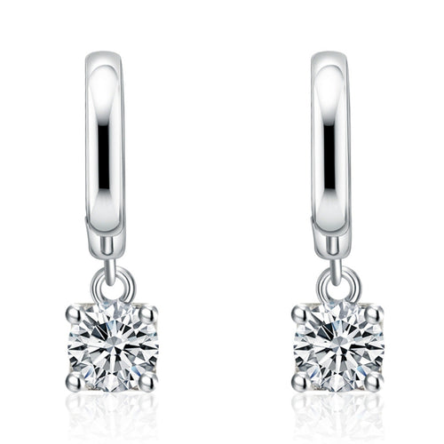 Aretes Aurora de gota cuadrada | Oro blanco