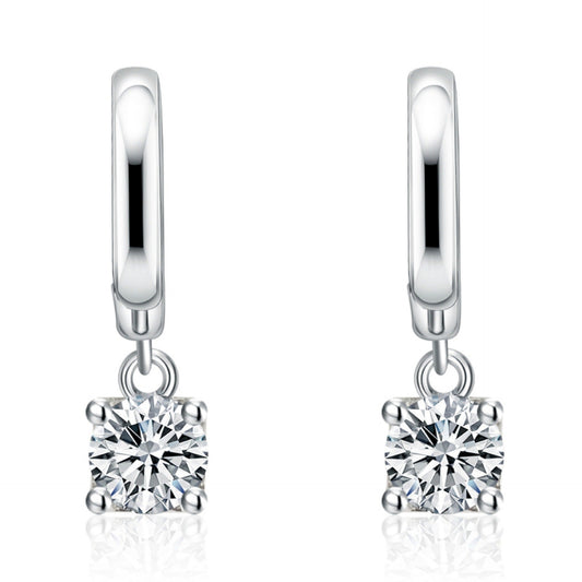 Aretes Aurora de gota cuadrada | Oro blanco