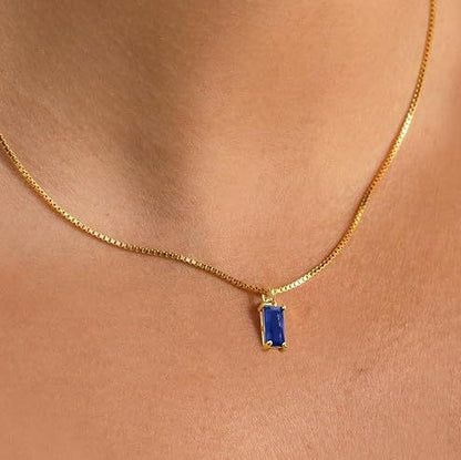 Collar de zafiro minimalista | Oro blanco