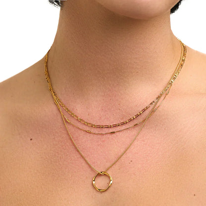 Collar Círculo Abierto Tres Hileras | Oro