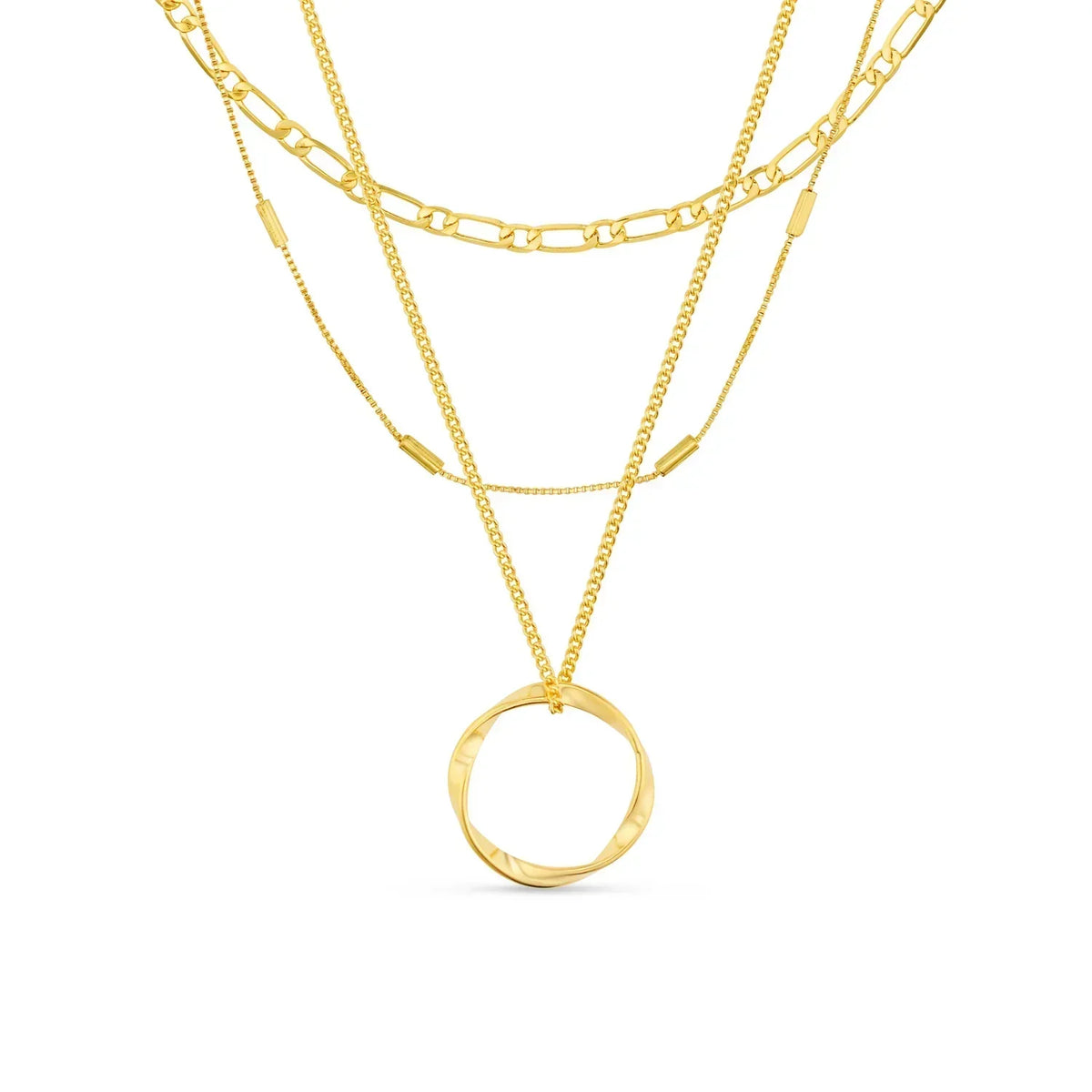 Collar Círculo Abierto Tres Hileras | Oro