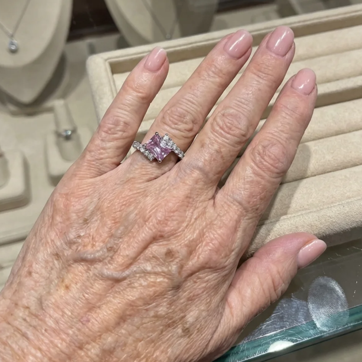 Anillo Vertex de zafiro rosa | Oro blanco