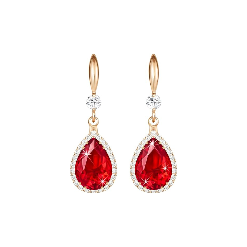 Aretes Rubí Lágrima | Oro rosa