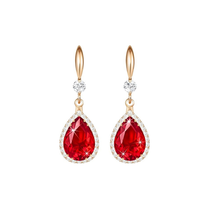 Aretes Rubí Lágrima | Oro rosa