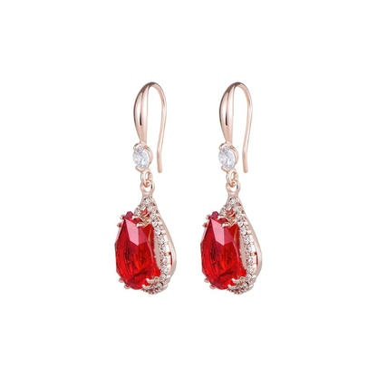 Aretes Rubí Lágrima | Oro rosa