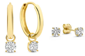 Conjunto de aretes Larmes de Lune con piedras | Oro blanco