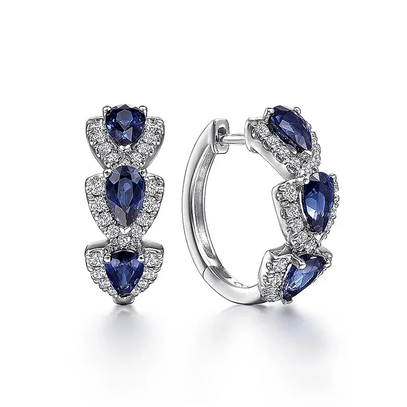 Aretes con el escudo real de zafiro | Oro blanco