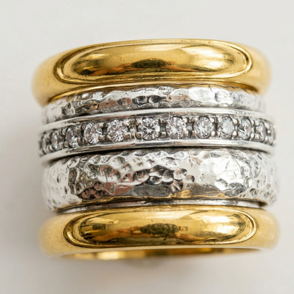 Anillo Grueso Amarillo Atemporal en Capas | Oro