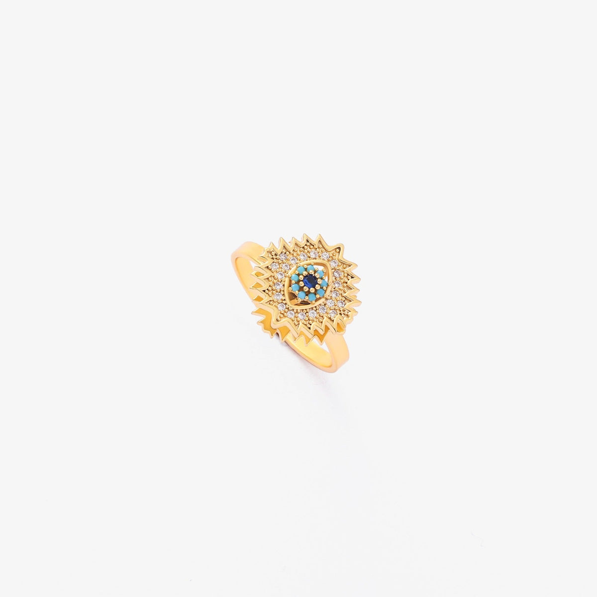 Anillo giratorio con ráfaga de sol de zafiro | Oro