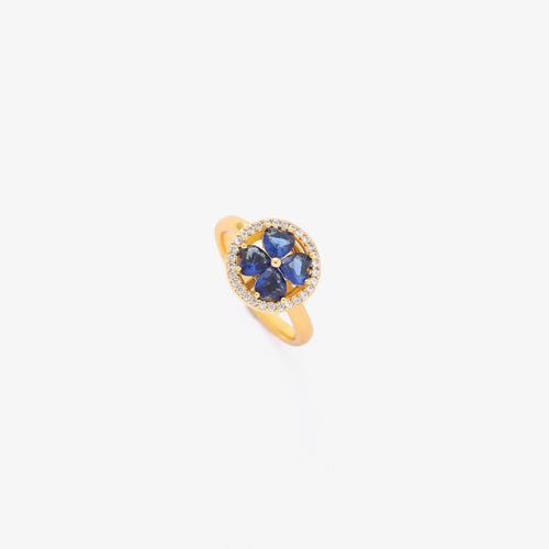 Anillo giratorio con zafiros y corazones | Oro
