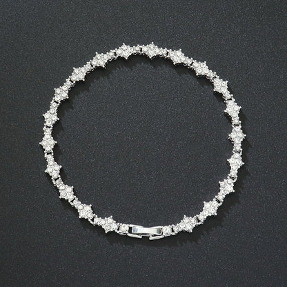 Pulsera de tenis clásica con racimos | Oro blanco
