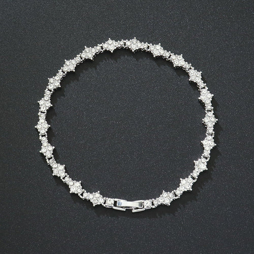 Pulsera de tenis clásica con racimos | Oro blanco