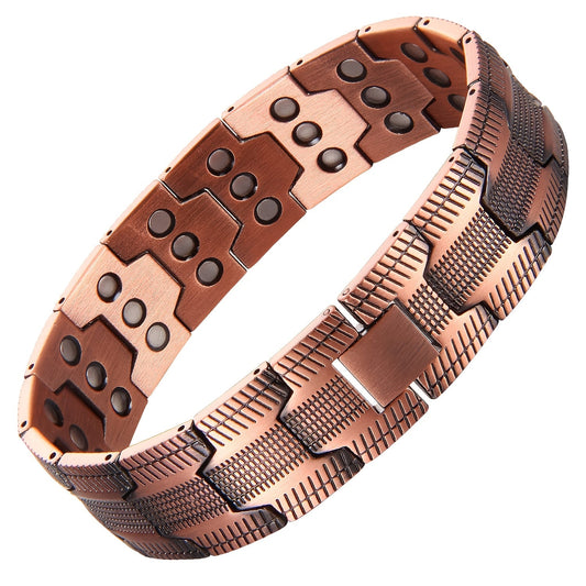 Pulsera de cobre con mosaico acanalado