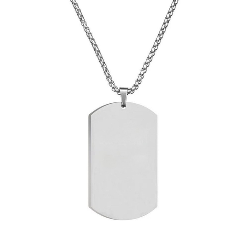 Collar con placa Essential | Oro blanco
